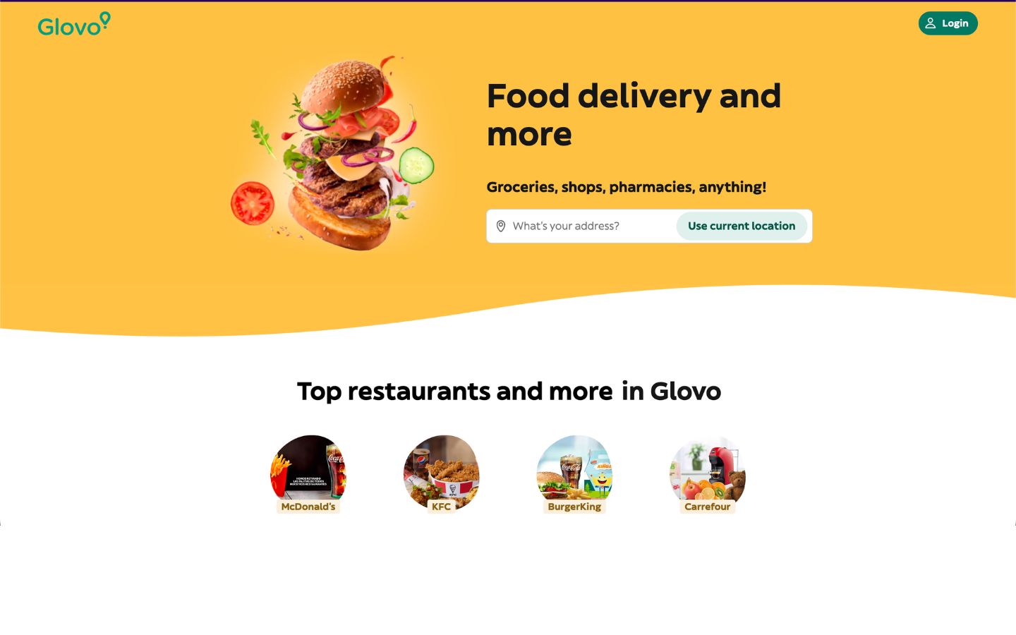Glovo website screenshot